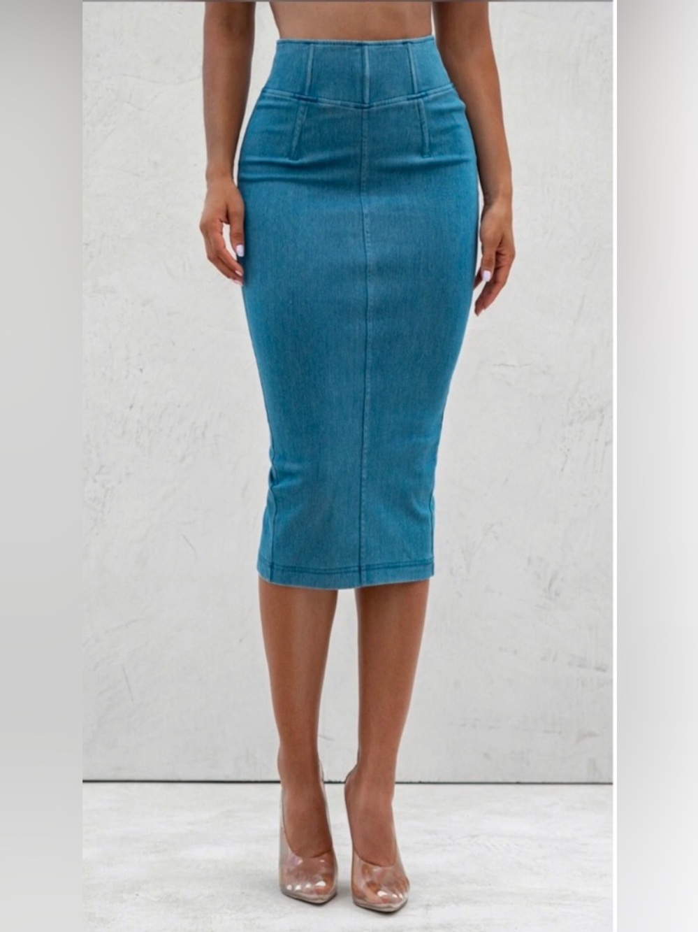 JLUXLABEL Rare NAT x LIV Denim Midi Pencil Skirt size Large